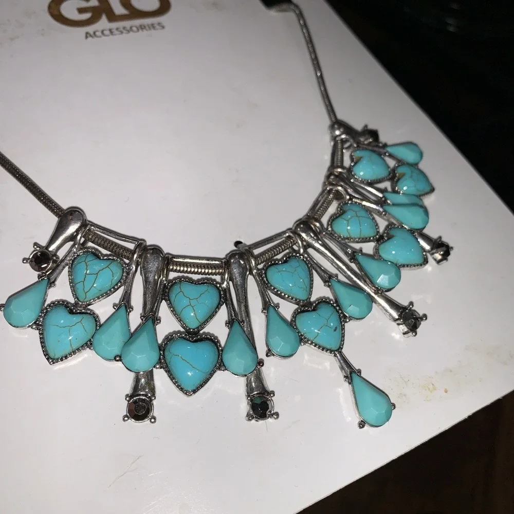Glo Accessories Necklace Turquoise Colored Stones Necklace Summer Style